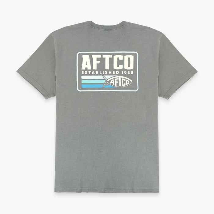 Playera Aftco Strype Short Sleeve Pocket Shirt - Cement