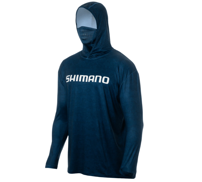Playera Shimano Hood w Gaiter - Dark Blue