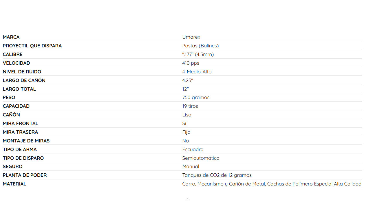 Pistola Umarex TDP 45 CO2 4.5