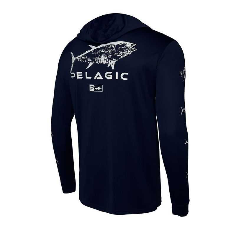 Playera Pelagic AquaTek Hooded Gyotaku - Navy