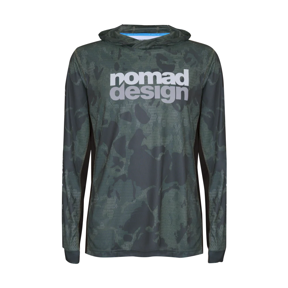 Playera Nomad Design Tech Fishing Shirt Hooded - Forest Camo