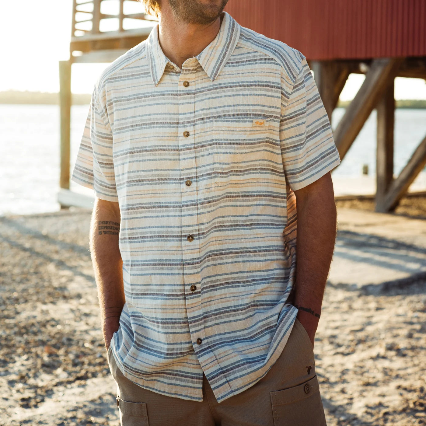 Camisa Marsh Wear Style MWW1023 Layday Shortsleeve Button Up - Blue Heaven