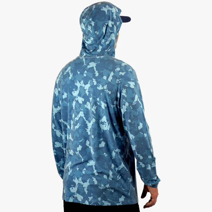 Playera AFTCO Ocean Bound Hooded Performance Shirt - Blue Grander Camo
