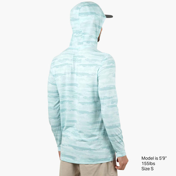 Playera AFTCO Ocean Bound Hooded Performance Shirt - Mint Shoreline Camo