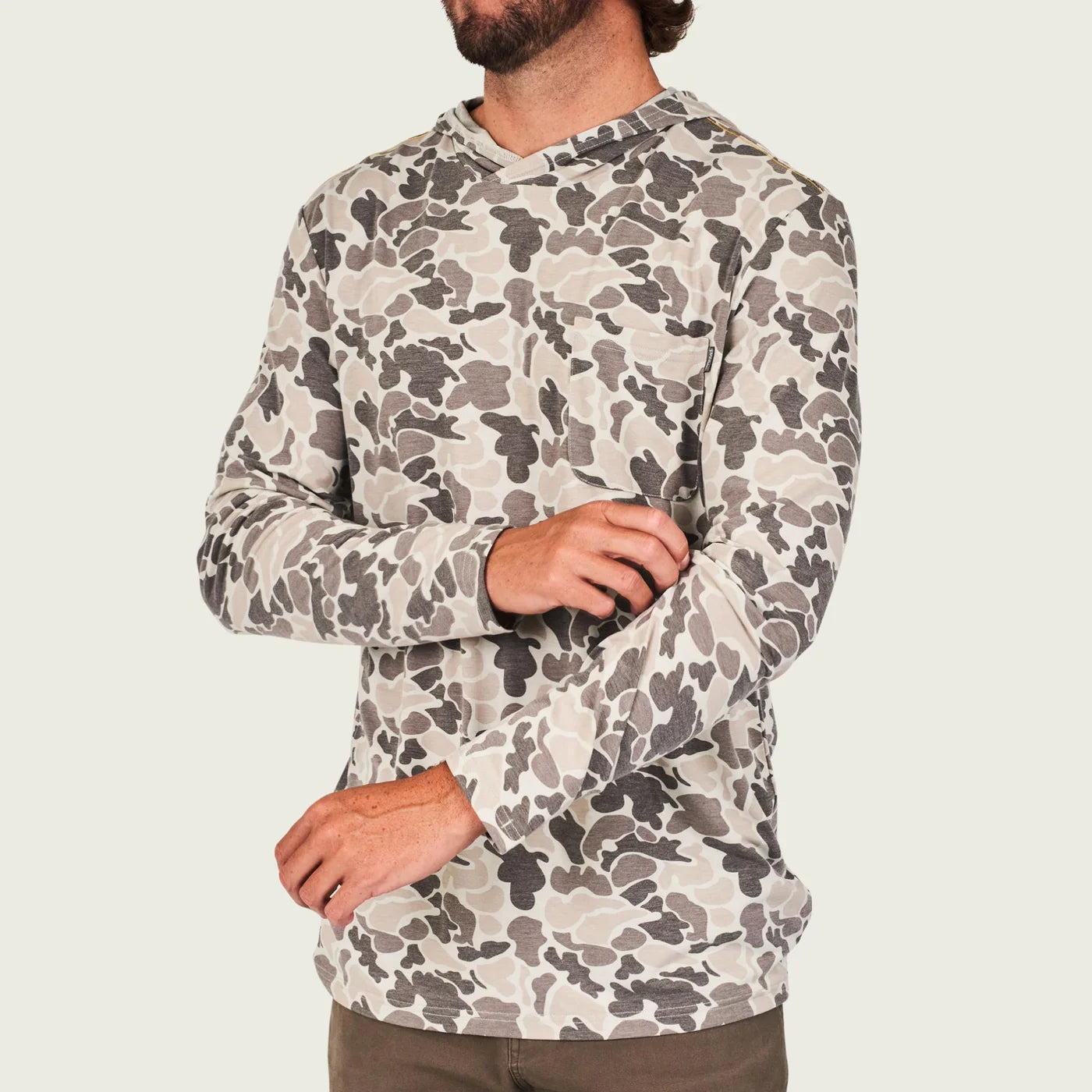 Playera Marsh Wear Buxton Tech Hoodie - Stone Mallard Camo