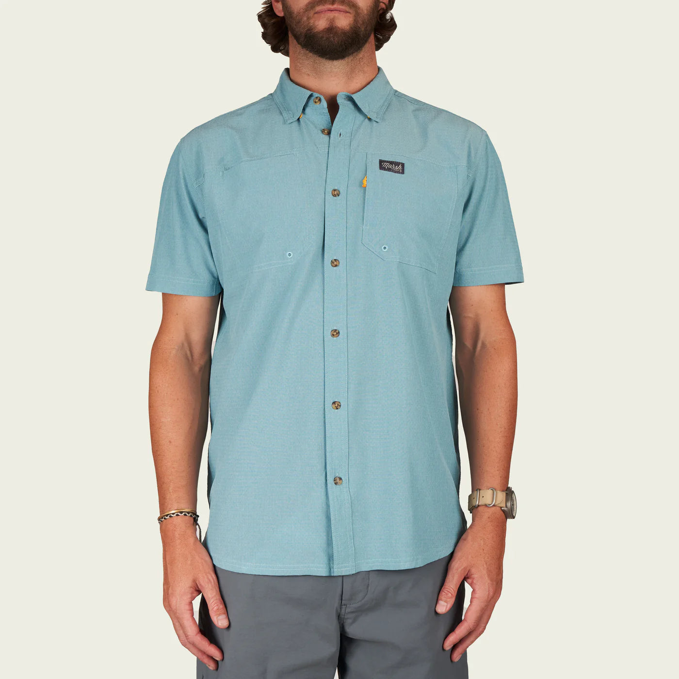 Camisa Marsh Wear Style MWW1015 Lenwood Tech Shortsleeve Shirt - Botany Bay