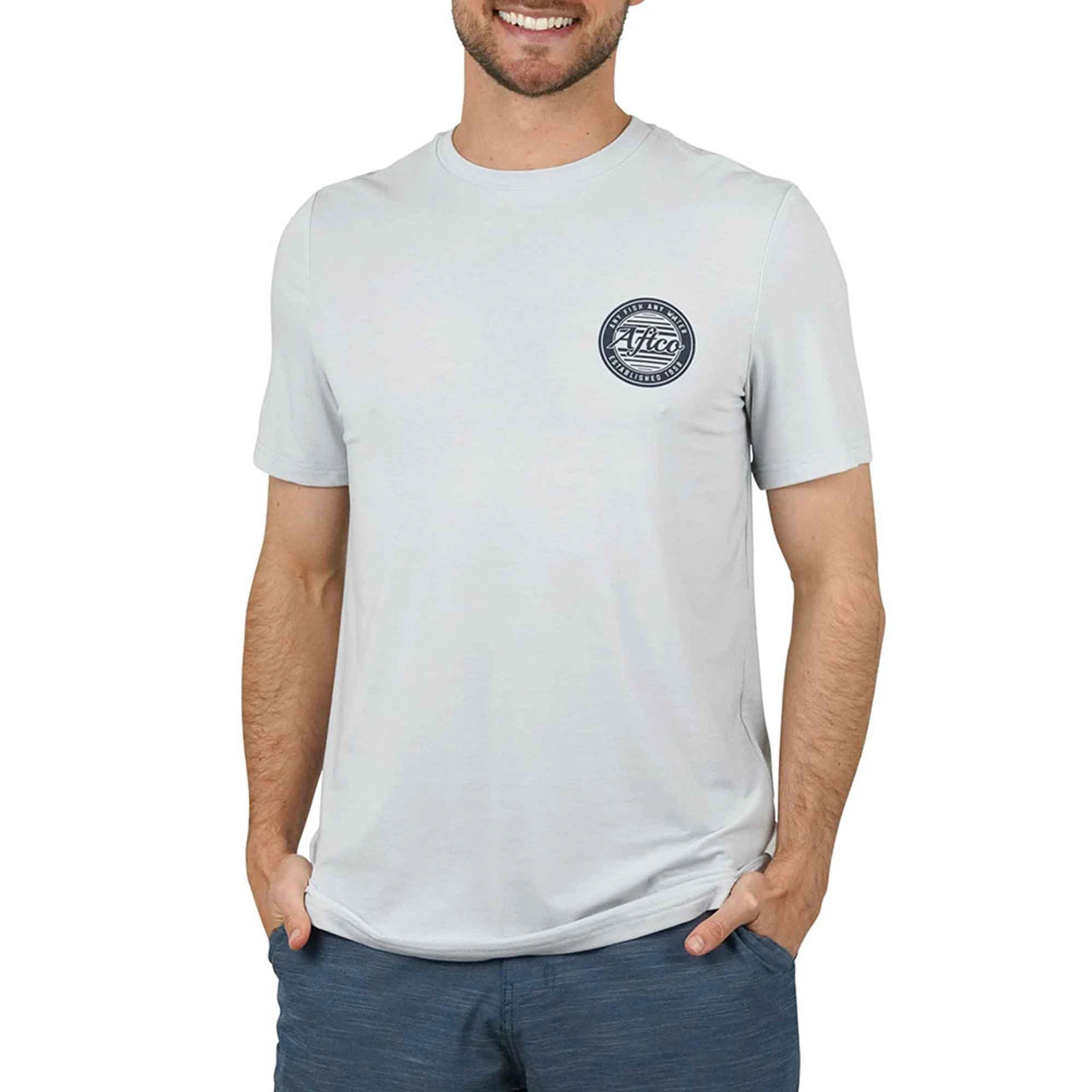 Playera Aftco Ocean Bound SS Performance - Oyster Grey Heather