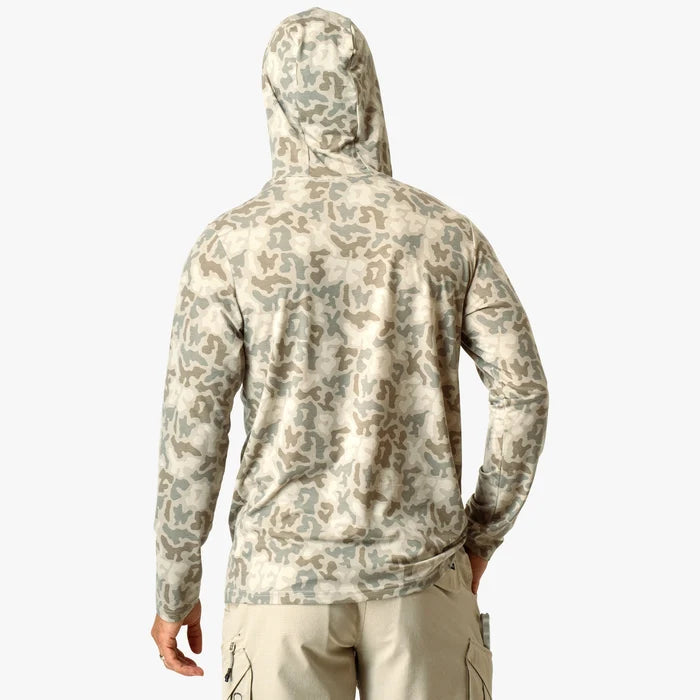 Playera Aftco Ocean Bound Hooded Performance - Sand Grouper Camo