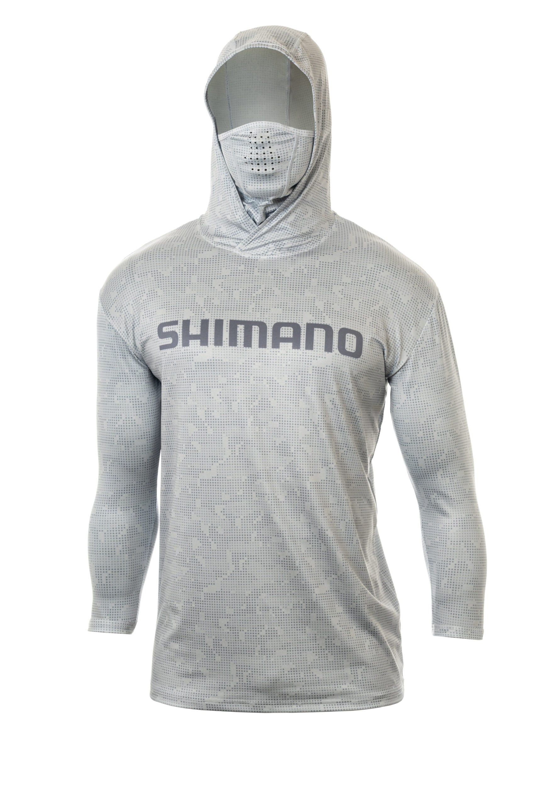 Playera Shimano Hood w Gaiter - Dark Light Grey