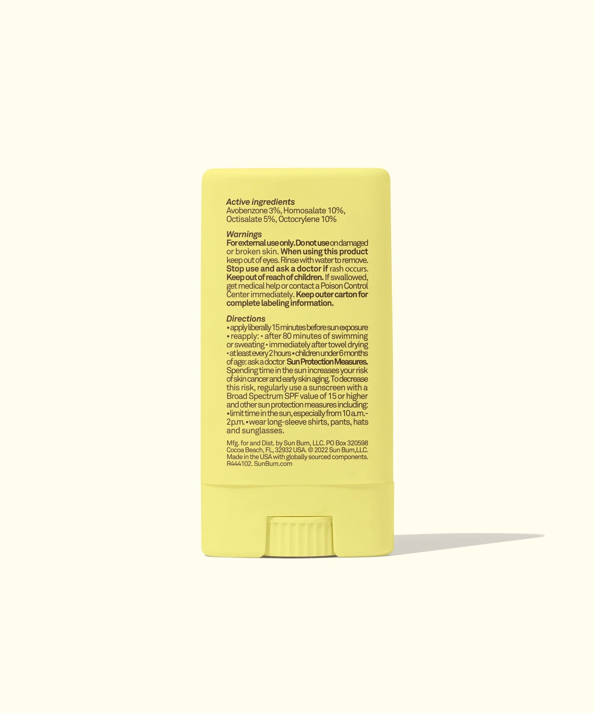 Protector solar facial transparente en barra Sun Bum FPS 50 para niños