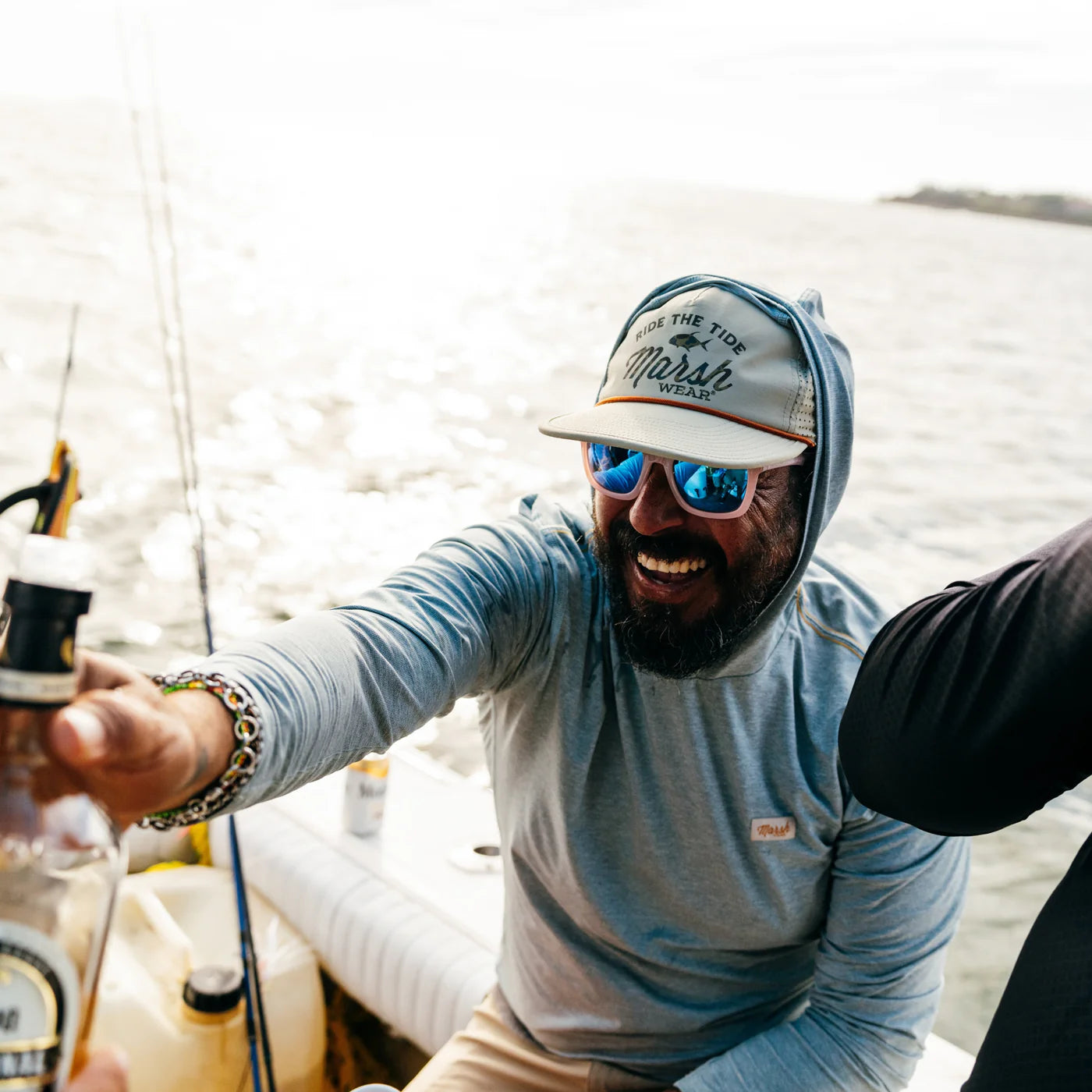 Playera Marsh Wear High Noon Tech Hoodie - Goblin Blue Heather