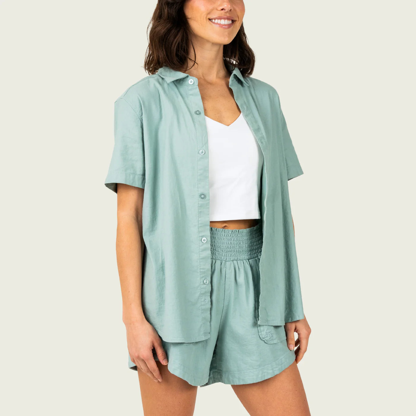 Camisa Marsh Wear Women's Lowtide Linen Shirt - Agate