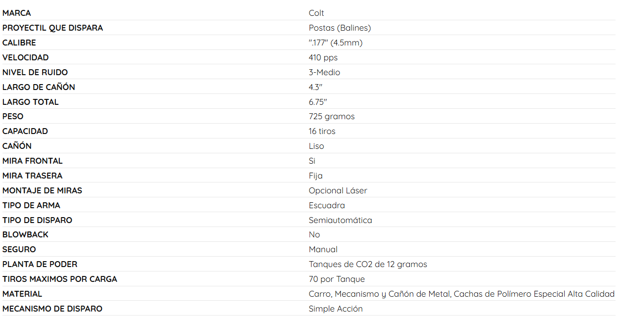 Pistola Colt Defender CO2 4.5