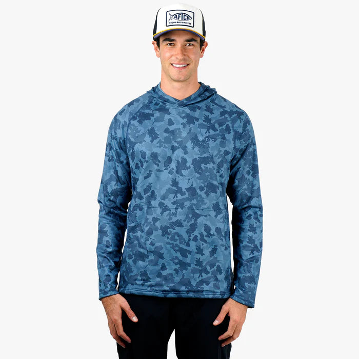 Sudadera Aftco Coastal Layer Camo Hoodie - Navy Grander Camo