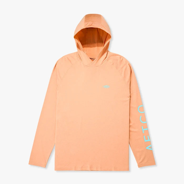 Playera Aftco Samurai Sun Protection Hoodie - Coral Sands Heather