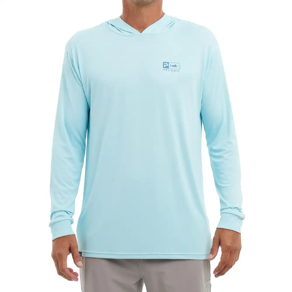 Playera Pelagic AquaTek Hooded Goione Slam - Tahiti Blue