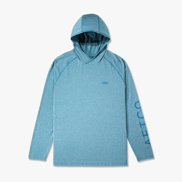 Playera Aftco Samurai Sun Protection Hoodie - Gulf Coast Heather