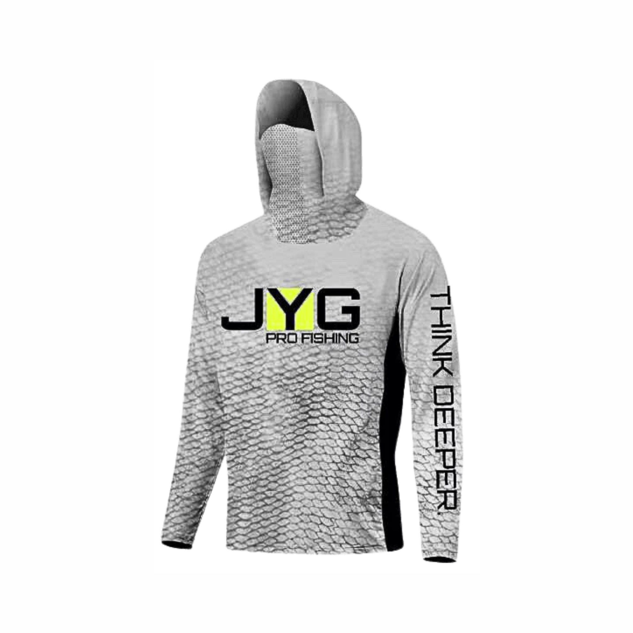 Playera JYG Pro Hooded Fishing Shirt With Facemask - Light Grey