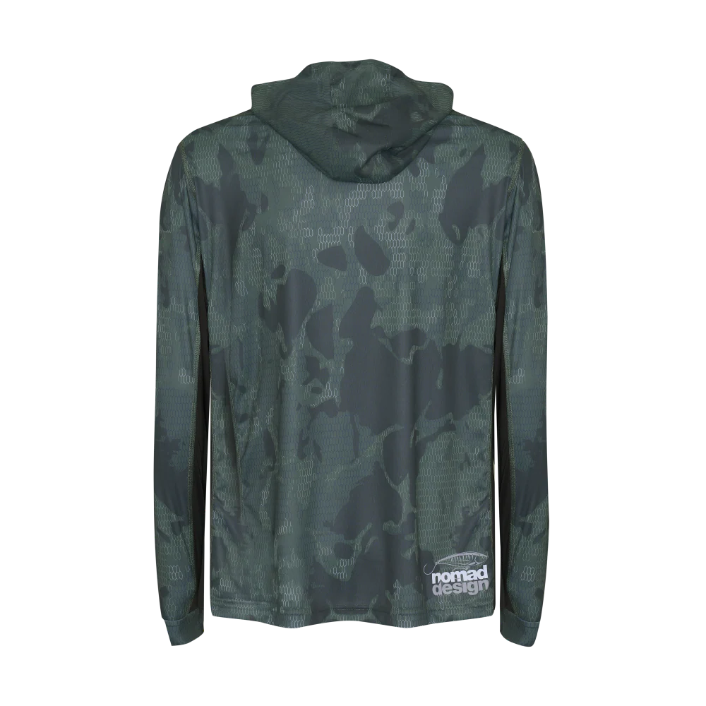 Playera Nomad Design Tech Fishing Shirt Hooded - Forest Camo