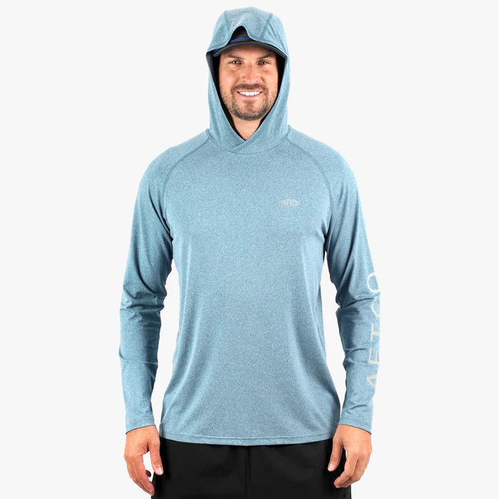 Playera AFTCO Samurai Sun Protection Hoodie Shirt - Corsair Heather