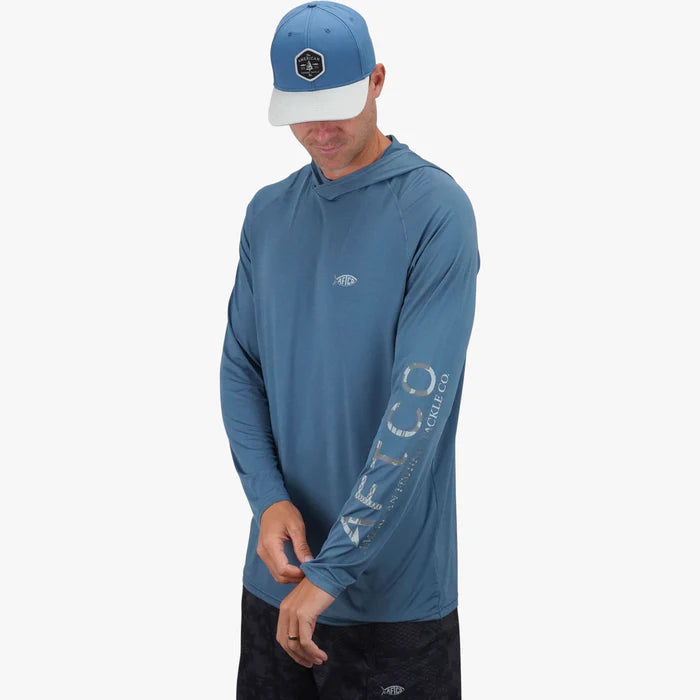 Playera AFTCO Samurai Sun Protection Hoodie Shirt - Oceanview