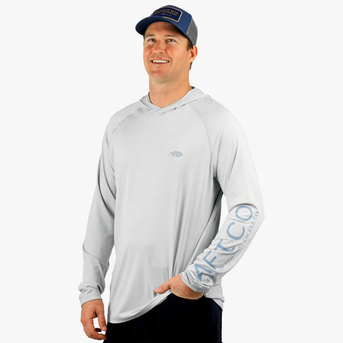 Playera AFTCO Samurai Sun Protection Hoodie Shirt - Oyster Gray Heather