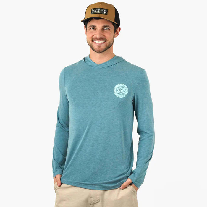 Playera AFTCO Ocean Bound LS UPF Sun Protection Hoodie - Arctic Heather