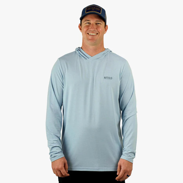 Playera AFTCO Ocean Bound LS UPF Sun Protection Hoodie - Dusk Heather