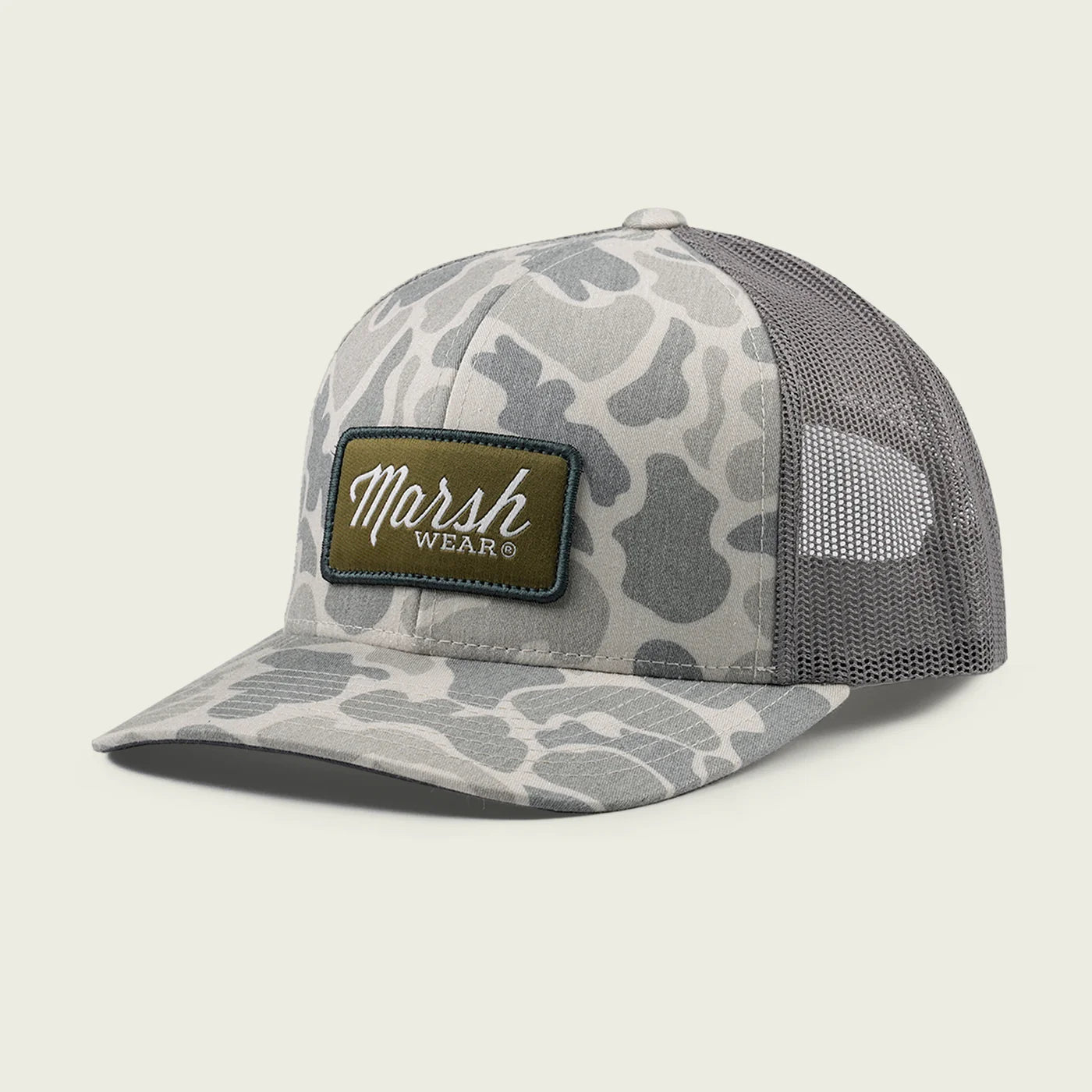 Gorra Marsh Wear Script Trucker Hat - Mallard Camo Stone