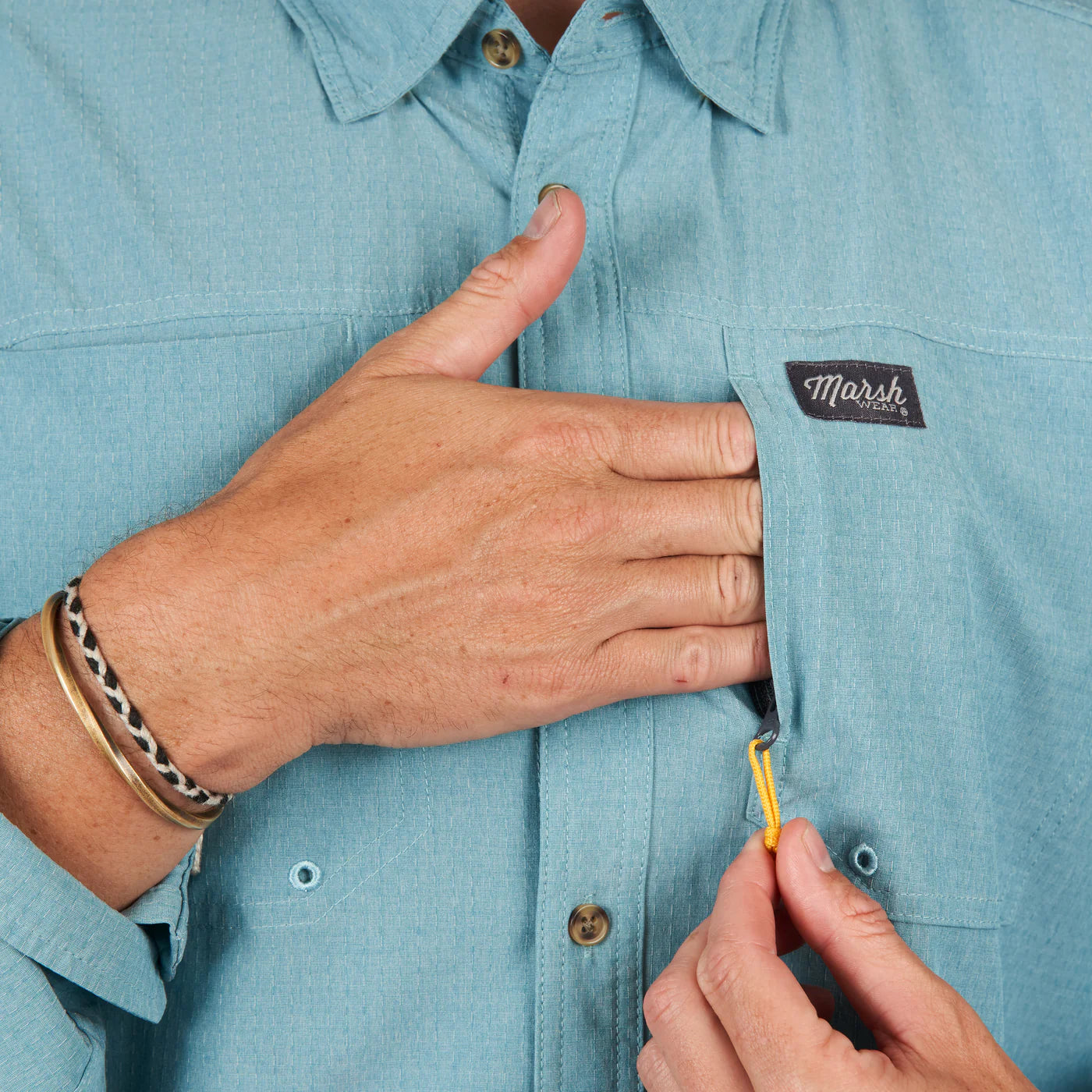 Camisa Marsh Wear Style MWW1015 Lenwood Tech Shortsleeve Shirt - Botany Bay