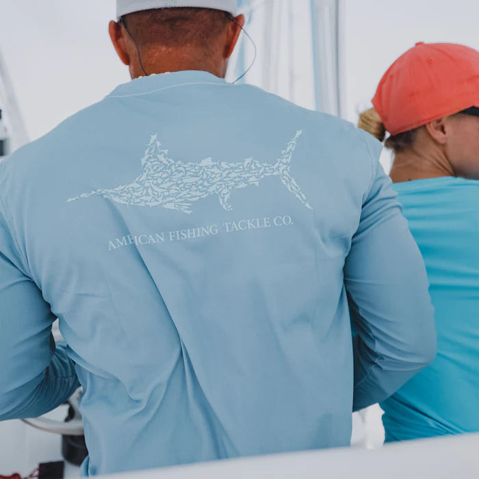 Playera Aftco Jigfish LS Performance Shirt - Sky Blue