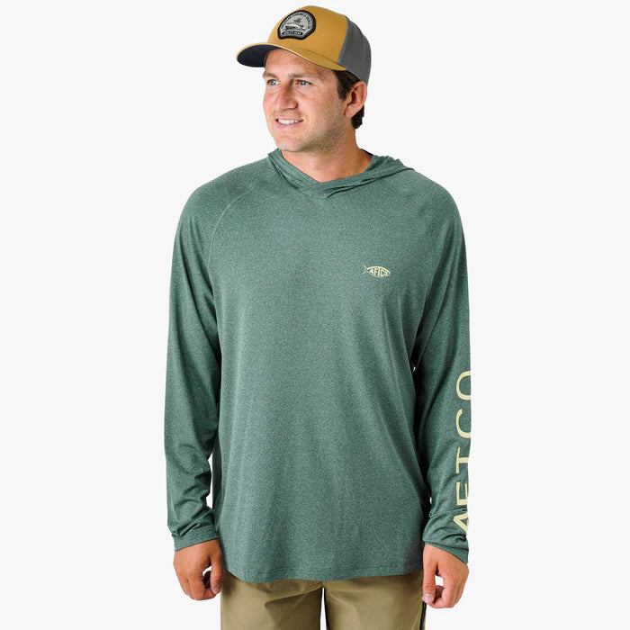 Playera AFTCO Samurai Sun Protection Hoodie Shirt - Silver Pine Heather