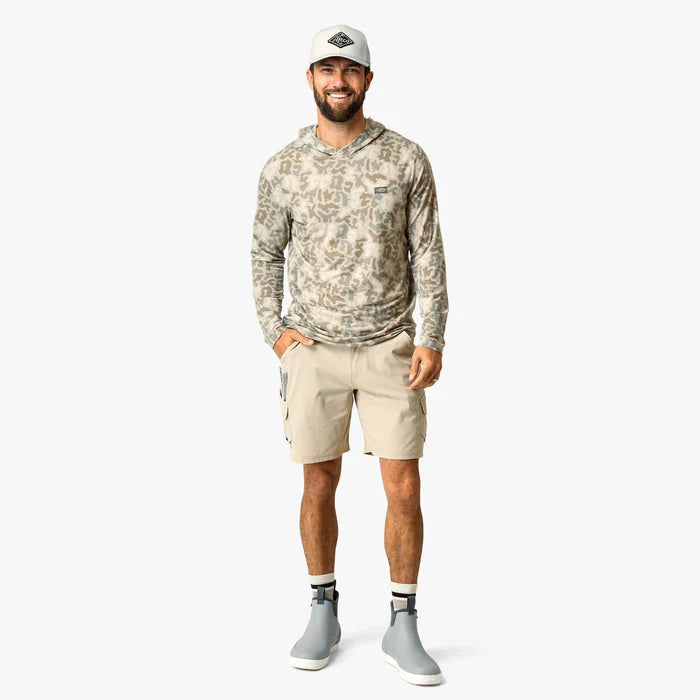 Playera Aftco Ocean Bound Hooded Performance - Sand Grouper Camo
