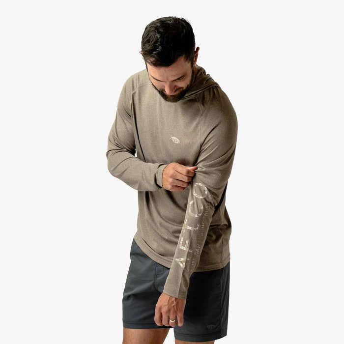 Playera Aftco Samurai Sun Protection Hoodie - Sepia Heather