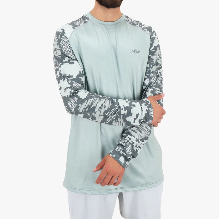 Playera Aftco Tactical Camo LS Performance Shirt - Light Gray Digi Camo